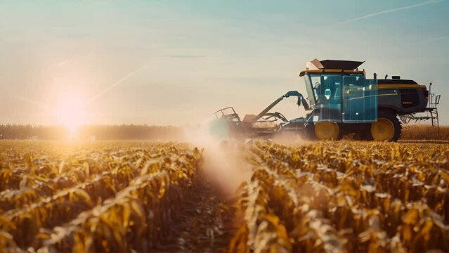 combine harvester working on a field