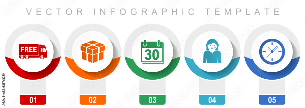 Poster business icon set, miscellaneous vector icons such as free delivery, calendar, clock and call center