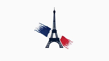 The Eiffel Tower and the colors of France, logo design or t-shirt print for the Olympics