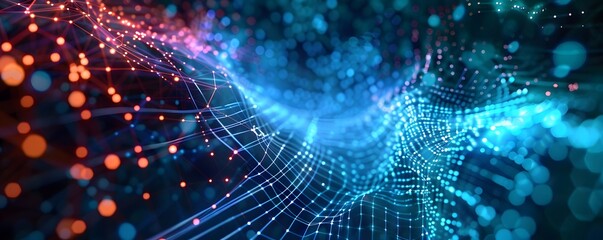 Ideal digital backdrop for technological operations involving neural networks, AI, data transmission, and encryption