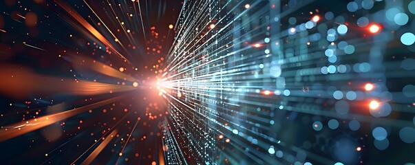 Obraz premium Ideal digital backdrop for technological operations involving neural networks, AI, data transmission, and encryption