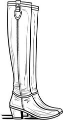 Vintage Knee High Boots in Sketch Hand-Drawn Style