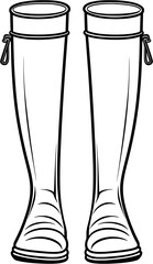 Vintage Knee High Boots in Sketch Hand-Drawn Style