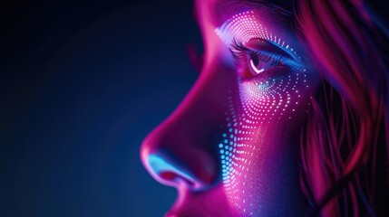 Fototapeta premium Concept of facial scanner. Modern technology background, Face ID, biometric verification