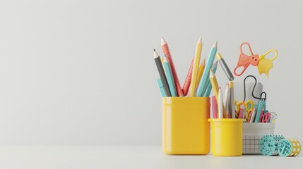 School stationery isolated on white backgroud