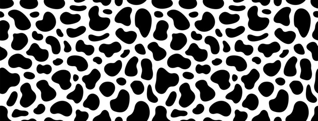 Cow seamless pattern. Abstract background with repeated stains on a white background. Milk day. Flat design
