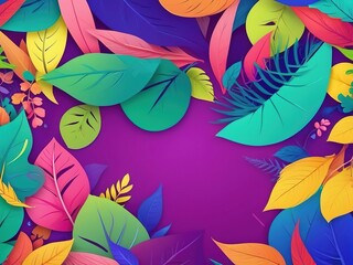  Collection Summer of colorful leaves, space for text. Vector illustration