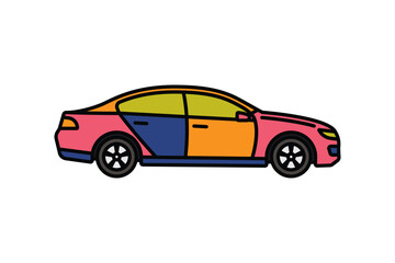 Original vector illustration. A passenger car. A contour icon.
