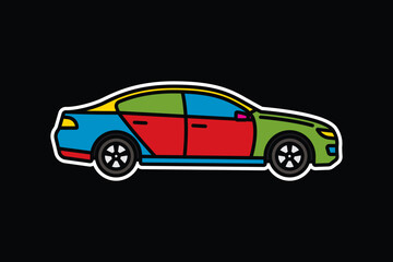 Original vector illustration. A passenger car. A contour icon.
