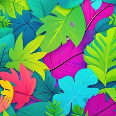Seamless Pattern Collection of colorful leaves,  Vector illustration