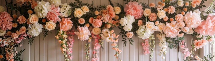 Dreamy Floral Arch Backdrop in Pink flowers