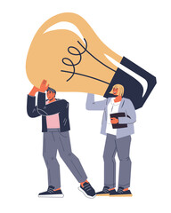 Ideas, innovations, and strategies in business and technology to drive success, concept of vector banner. Moving business forward with ideas and technology implementation, vector illustration isolated