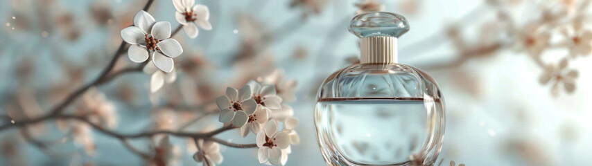 Fancy Perfume Bottle, Floral Accents, Minimalist