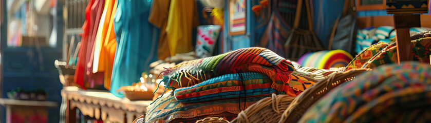 Fototapeta premium Artisanal Crafts: Close-up of artisanal workshops, craft markets, and handmade goods, highlighting the city's artisanal traditions