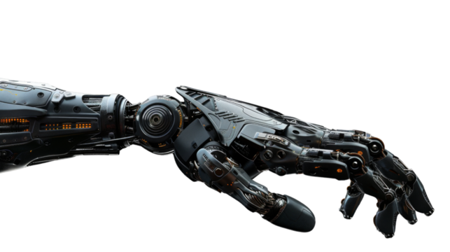 Robot hand on white background