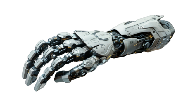 Robot hand on white background