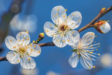 Fototapeta premium Blossoms. Close Up of Plum Tree Blossoms in Sonoma County Showing Nature's Beauty