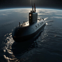 Ultra realistic photo of a highly advanced space faring submarine