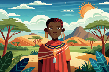 a Maasai person in his natural environment-