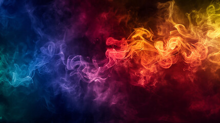 background, texture, Rainbow smoke, ethereal wisps, dark backdrop. Artificial smoke in red-blue light on black background in darkness