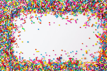 Fototapeta premium colorful sprinkles border on white background