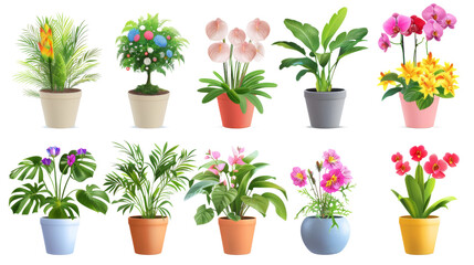 Fototapeta premium Fresh house flowers on white background 