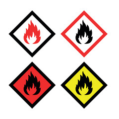 set of fire symbols, danger fire sign