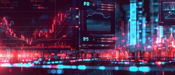 Obraz premium Futuristic Financial Data Dashboard Showcasing Innovative Market Insights and Investment Strategies