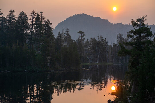 Red sun due to wildfire smoke 
