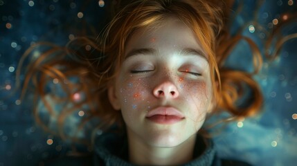 Dreaming Galaxy Serenity - Captivating 4K Wallpaper of a Mesmerizing Woman Meditating in Cosmic Space
