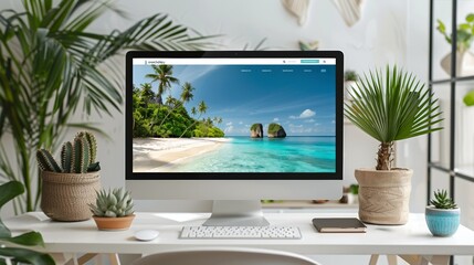 A vibrant travel agency smart platform homepage, showcasing beautiful travel destinations. - Powered by Adobe