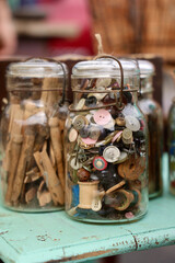 collection of assorted buttons and clothespins