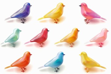 Obraz premium Bird icon isolated, glossy plastic 3d color birds illustration, realistic style animal, popular bird