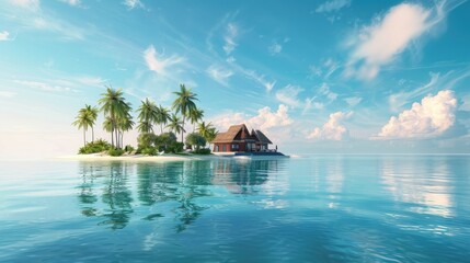 Beautiful Tropical Resort Hotel and Island With Beach and Sea for Holiday Vacation Background...