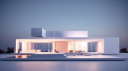 3d rendering illustration of a modern white house