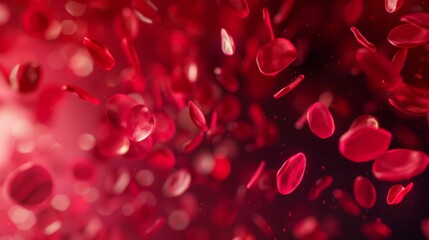 Erythrocytes on the background of venous blood flow, a wave of platelets
