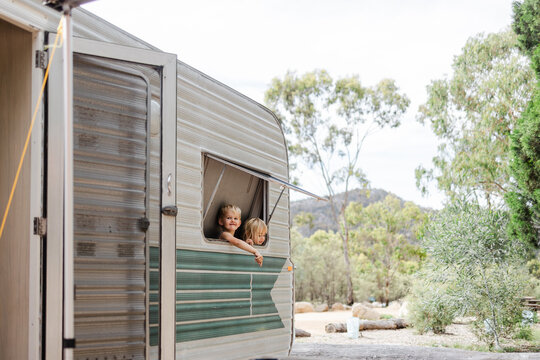 Children in a caravan