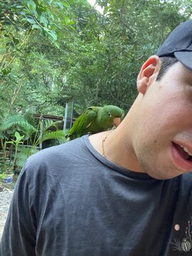 Selfie of Parrot biting a Man