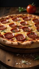 Fresh Handmade pepperoni pizza with cheese