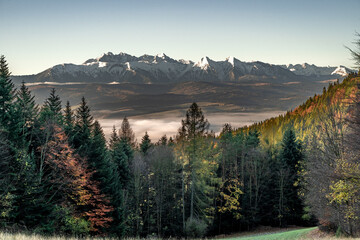 Pieniny, tatry , jesień , zachód , wschód , Karpaty, Dunajec