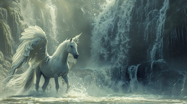 white pegas in the water