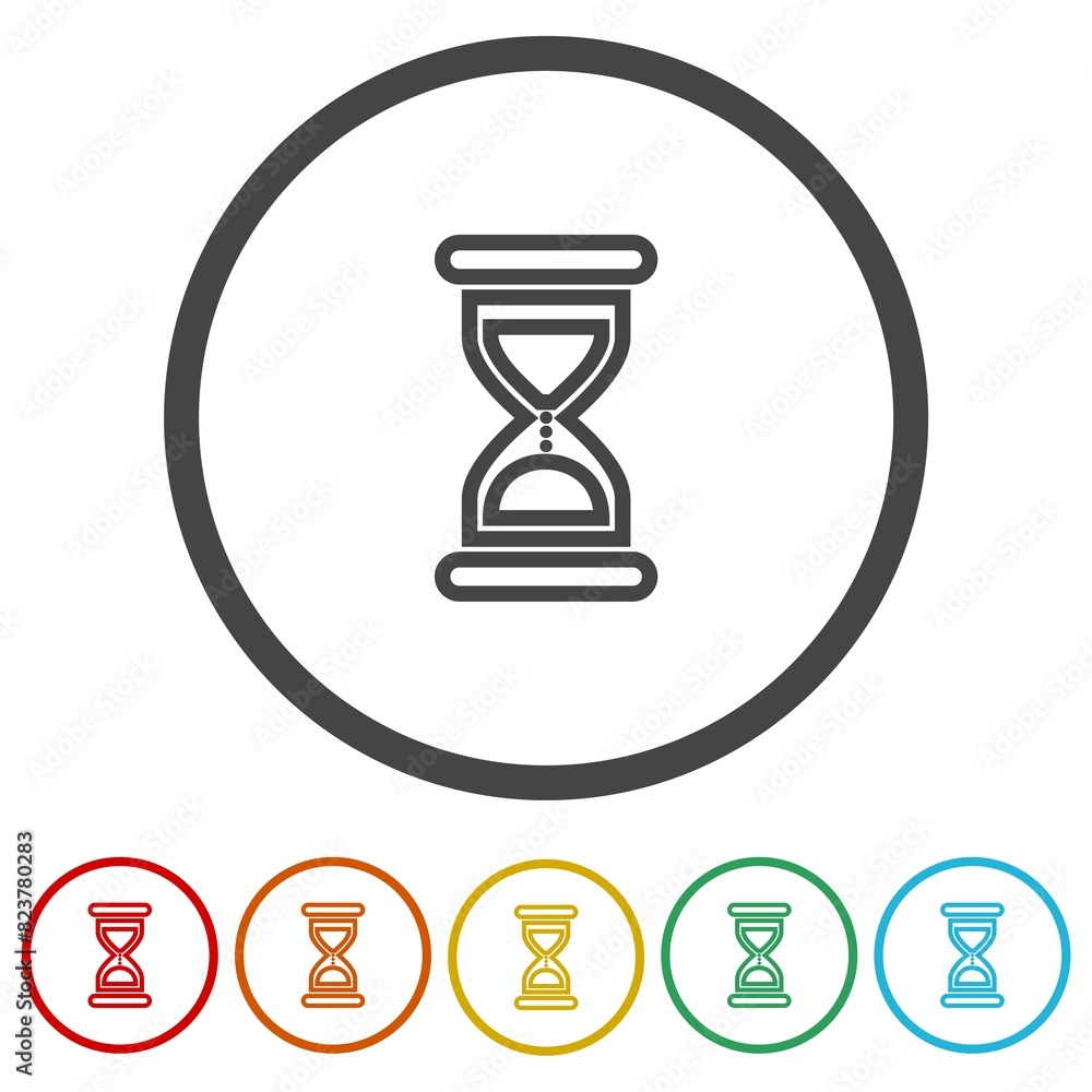 Poster hourglass line icon. set icons in color circle buttons