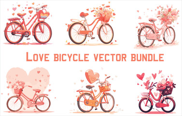 Fototapeta premium love bicycle vector bundle, valentine's day bicycle, couple bicycle, 