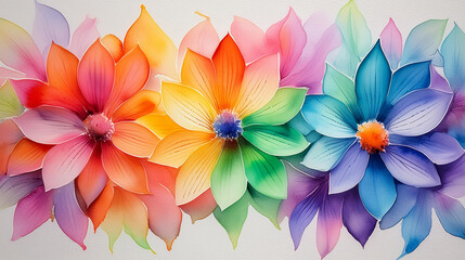 Rainbow Watercolor Painting, flowers, background texture