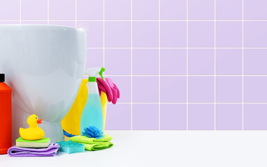 Clean toilet and cleaning supplies