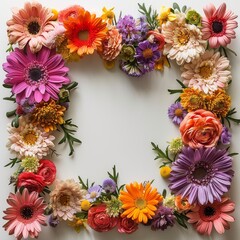 Fototapeta premium A flowery border with a yellow background