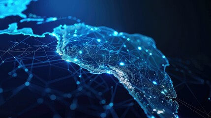 Blue glowing plexus sphere with glowing dots and lines.