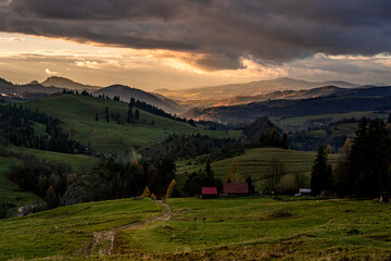 Pieniny, tatry , jesień , zachód , wschód , Karpaty, Dunajec