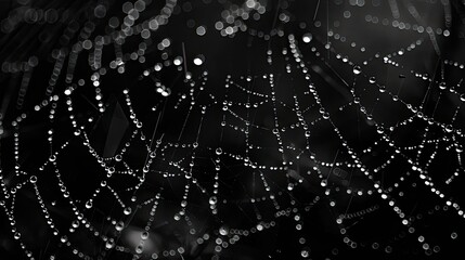 Rain drops on a spider web. Morning dew droplets on a spider web
