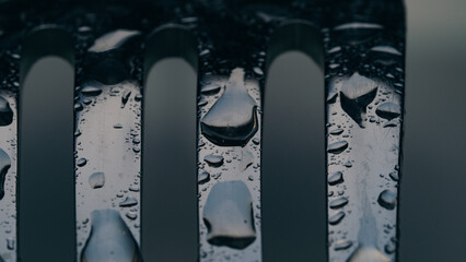 water drops on the metal background